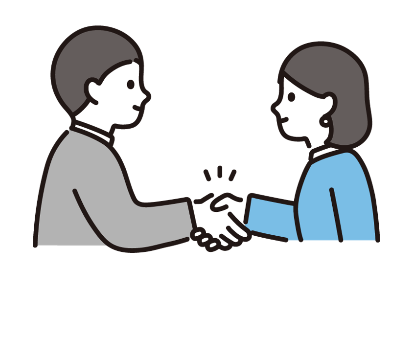 握手する男性と女性